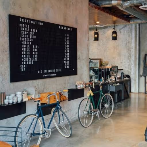 Bike and specialty coffee shop scene