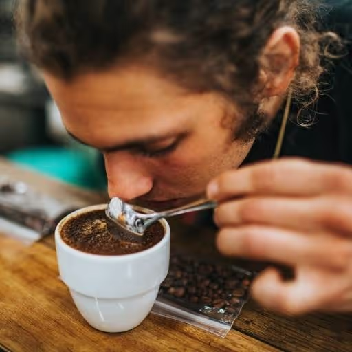Specialty coffee cupping with barista